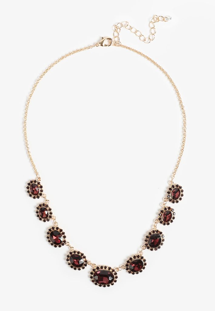Faux Garnet Oval Necklace - Image 2