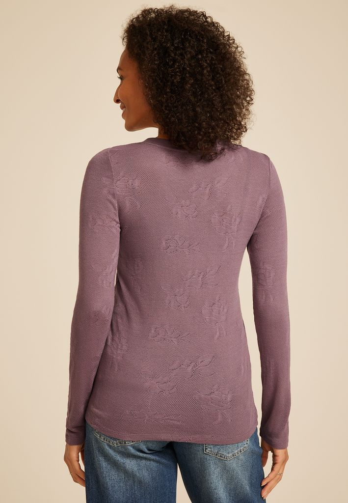 Floral Jacquard Mesh Top - Image 2
