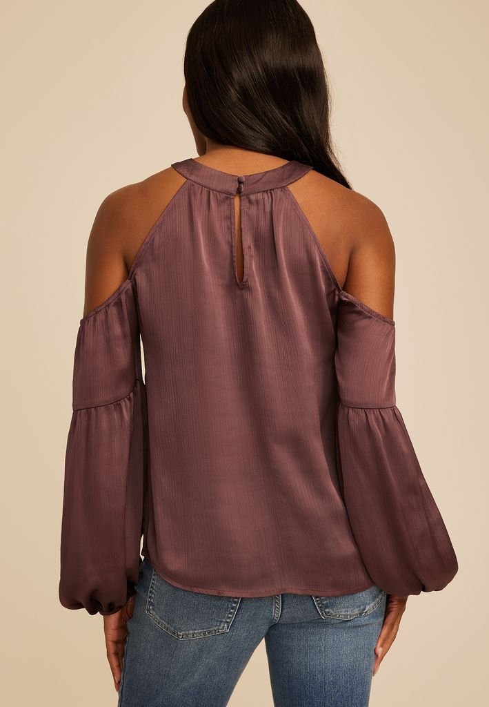 Halter Neck Cold Shoulder Blouse - Image 2