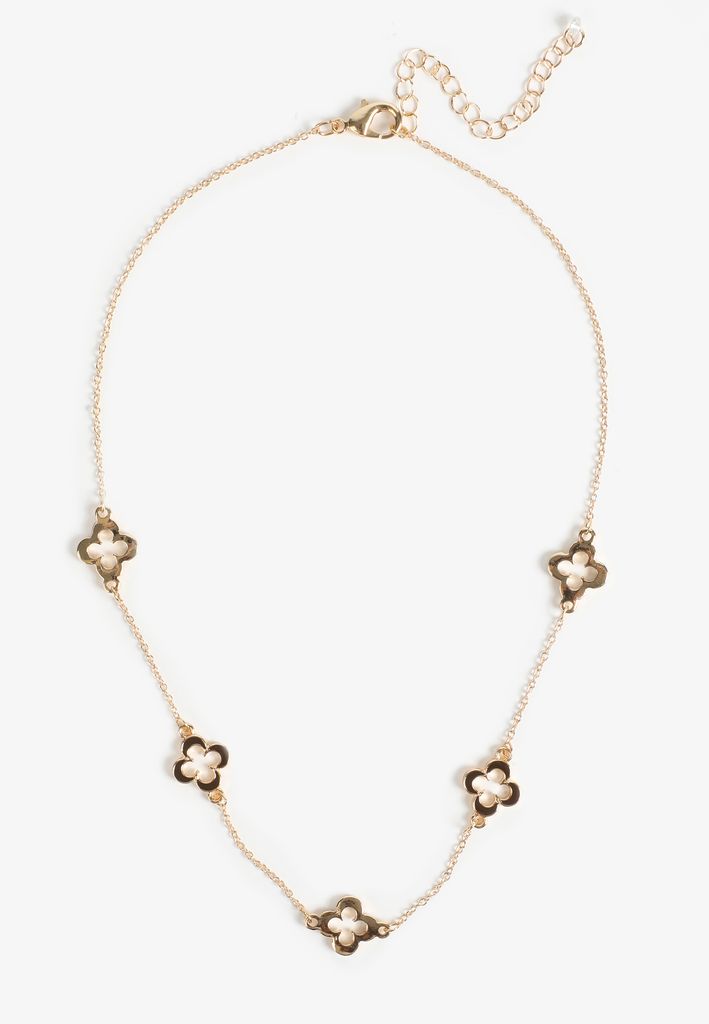 Gold And Brown Clover Dainty Necklace - Image 2