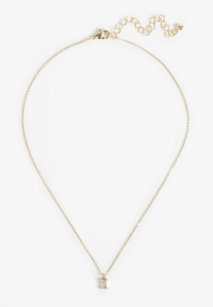 Dainty Gold Plated Baguette Pendant Necklace - Image 2