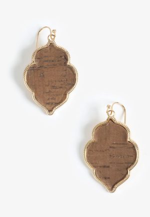 Cork Quatrefoil Drop Earrings