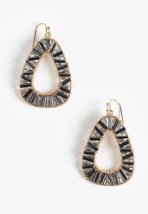 Metallic Beaded Teardrop Earrings