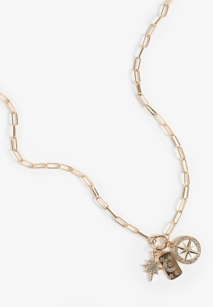 Celestial Coin Cluster Charm Necklace