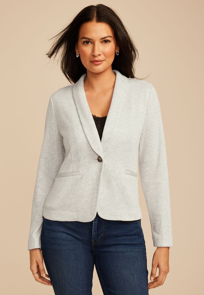 Ribbed Knit Blazer