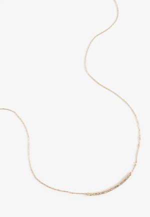 Everyday Layers Gold Rhinestone Curved Bar Necklace