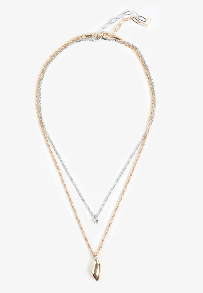 Gold And Silver Layered Pendant Necklace Set - Image 2