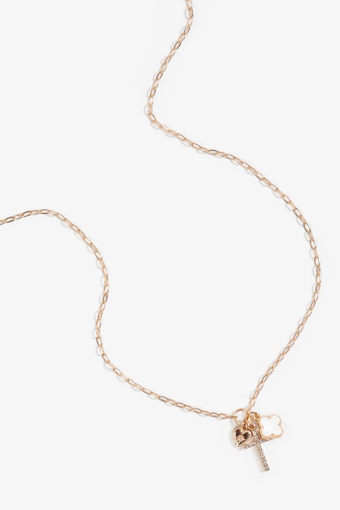 Gold Charm Cluster Pendant Necklace