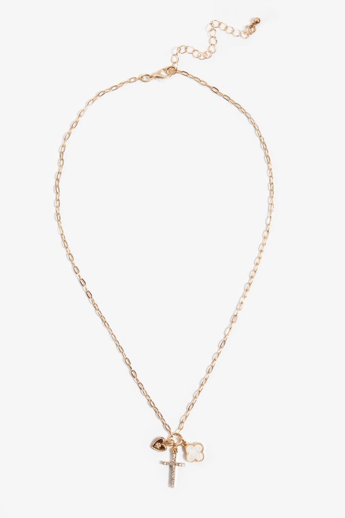 Gold Charm Cluster Pendant Necklace - Image 2