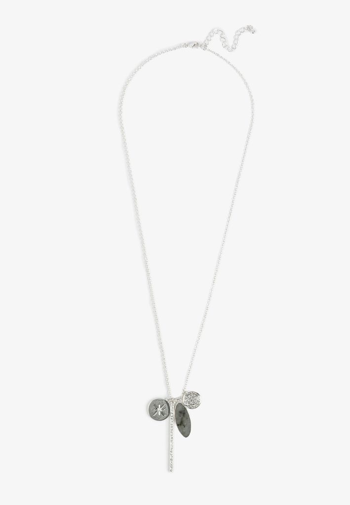 Silver Multi Charm Pendant Necklace - Image 2