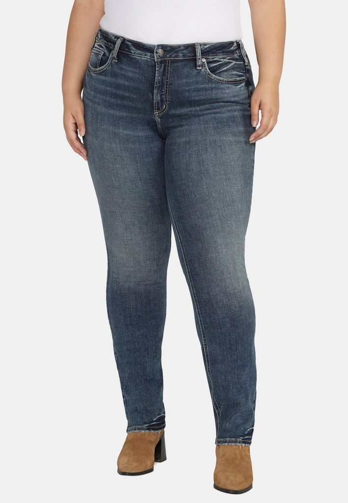 Plus Size Silver Jeans Co.® Dark Suki Curvy Mid Rise Luxe Stretch Straight Jean